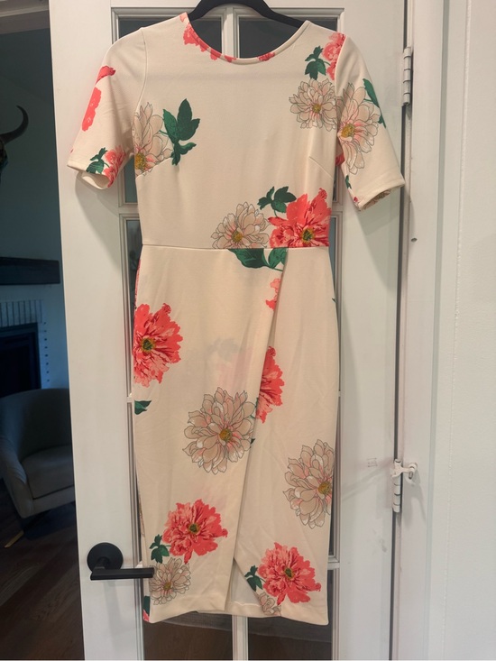 ASOS Dresses & Skirts - ASOS Cream Midi Dress with Coral Floral Print